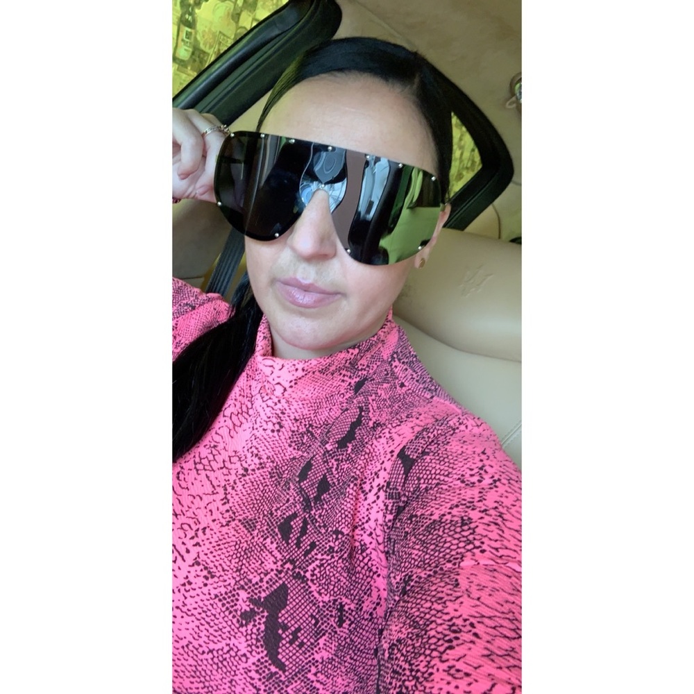 Snake Print Bodysuit in Neon Pink